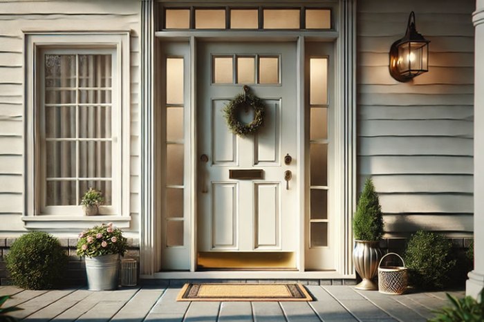Cost to replace front door with sidelights and transom